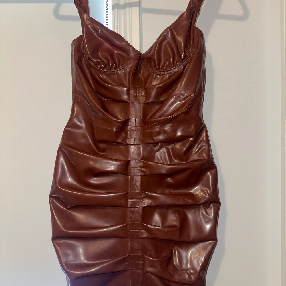 House of cb brown leather dress size small